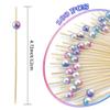 100PCS Cocktail Picks Toothpicks for Appetizers Charcuterie Accessories Cocktail Picks for Drinks Bamboo Toothpicks Cocktail Toothpicks Gradient Pearl Toothpicks for Food Fruit Long Toothpicks 4.7Inch view 2