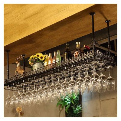 ALDEPO Wine Rack Iron Wall Mounted Wine Holder European-Style Tilted/Straight Red Wine Champagne Bottle Display Stand Rack Organizer J1030, Black, 80 * 35cm
