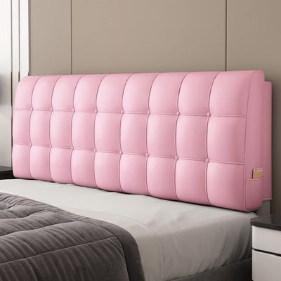 ZZYK Rectangle Bed Backboard Reading Pillow Leather Headboard Upholstered Day Bed Backrest Wedge Bolster Removable Headboard Slipcover Lumbar Cushion,Pink,No Headboard 78.7"