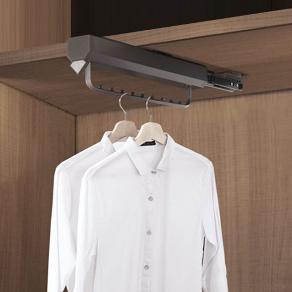 Adjustable Clothing Organizer Holder - Pull Out Closet Rod, Heavy Duty Retractable Wardrobe Closet Pull Out Rod, Steel Sliding Trouser Rack Rod For Closet Organizer, 30Kg Capacity ( Size : 280mm )