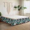 Agate Green Bed Skirt Cal King Size 16 Inch Drop, Adjustable & Elastic Wrap Around Bed Skirts Pleated Luxury Dust Ruffles for Twin Full Queen Cal King Base Bed, Modern Geometric Stripes Multi Color view 1