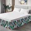 Agate Green Bed Skirt Cal King Size 16 Inch Drop, Adjustable & Elastic Wrap Around Bed Skirts Pleated Luxury Dust Ruffles for Twin Full Queen Cal King Base Bed, Modern Geometric Stripes Multi Color view 3