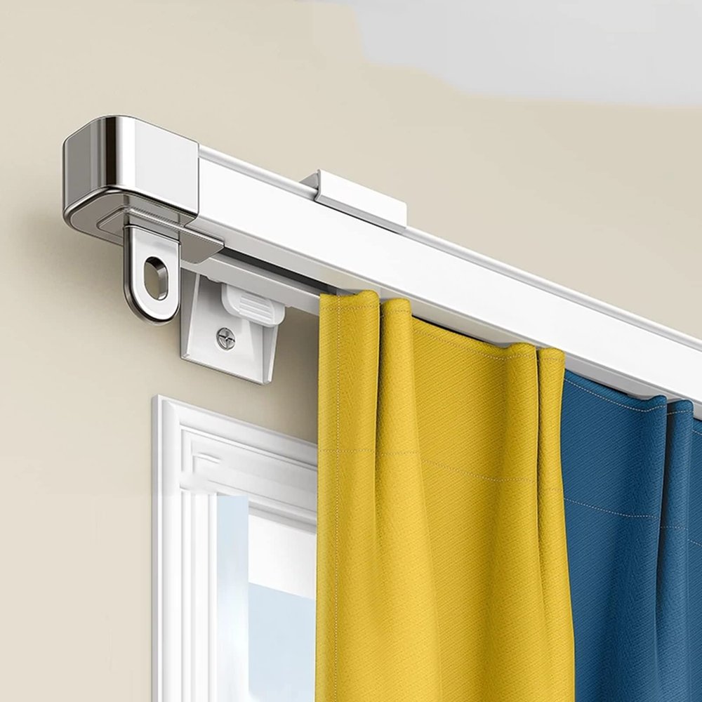Ceiling Curtain Track Flexible Sliding Curtain Track with Hooks, Ceiling Mounted& Wall Mount Curtain Rail Set for RV Bathroom Shower Hospital Bay Windows, 3ft - 7ft ( Color : Wall Mount , Size : 1.15m
