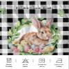 Easter Bunny Bed Skirt Cal King Size 18 Inch Drop,Adjustable & Elastic Wrap Around Bed Skirts Pleated Luxury Dust Ruffles for Twin Full Queen Cal King Bed,Black Buffalo Plaid Check Spring Egg Plant view 4