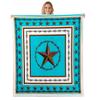 Homewish Western Texas Star Kids Throw Blanket,Cowboy Rustic Farmhouse Tribal Bed Blanket for Boys Girls Adults,Geometric Plaids Fleece Blanket,Blue Brown Fuzzy Blanket,Queen Size (90 x 90 Inches) view 1