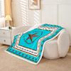 Homewish Western Texas Star Kids Throw Blanket,Cowboy Rustic Farmhouse Tribal Bed Blanket for Boys Girls Adults,Geometric Plaids Fleece Blanket,Blue Brown Fuzzy Blanket,Queen Size (90 x 90 Inches) view 2