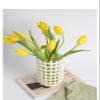 Mlaea Hand-Woven Ceramic Flower Baskets, White Hollow Dried Flower Vase, Delicate Tulip Vase, Nordic Style, Durable, Tall 17.5cm/20cm(Size:15.8 * 20cm) view 4