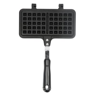 Aluminum Waffle Pan, Double Sided Waffle Baking Mold, Non Stick Cake Maker Mold Pan, Durable Waffle Maker with 2 Stainless Steel Handle, Suitable for Gas and Electric Ceramic Stove
