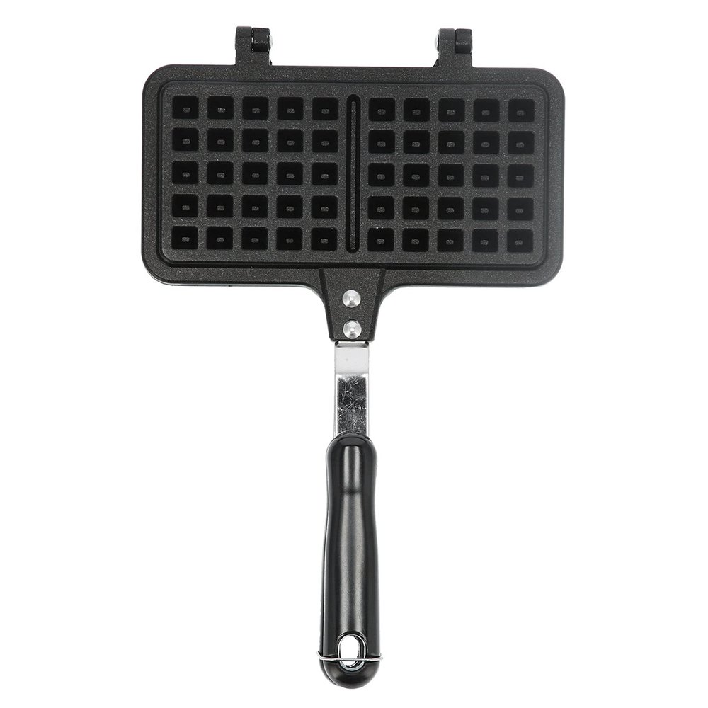 Aluminum Waffle Pan, Double Sided Waffle Baking Mold, Non Stick Cake Maker Mold Pan, Durable Waffle Maker with 2 Stainless Steel Handle, Suitable for Gas and Electric Ceramic Stove