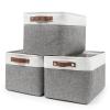 Bagnizer Storage Bins Large Fabric Storage Baskets for Shelves 3 Pack, Decorative Linen Closet Baskets with Handles for Organizing, Shelf, Clothes, Home, Office, 15x11x9.5Inches (Grey&White) view 1