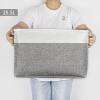 Bagnizer Storage Bins Large Fabric Storage Baskets for Shelves 3 Pack, Decorative Linen Closet Baskets with Handles for Organizing, Shelf, Clothes, Home, Office, 15x11x9.5Inches (Grey&White) view 2