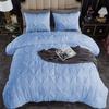 Beautiful Pinch Pleated Comforter, 800 Thread Count 100% Egyptian Cotton 3-Piece Pintuck Comforter Set Oversized Queen Size, Light Blue Pinch view 1