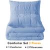 Beautiful Pinch Pleated Comforter, 800 Thread Count 100% Egyptian Cotton 3-Piece Pintuck Comforter Set Oversized Queen Size, Light Blue Pinch view 2
