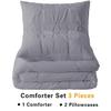 Beautiful Pinch Pleated Comforter, 800 Thread Count 100% Egyptian Cotton 3-Piece Pintuck Comforter Set Oversized Queen Size, Silver Pinch view 2