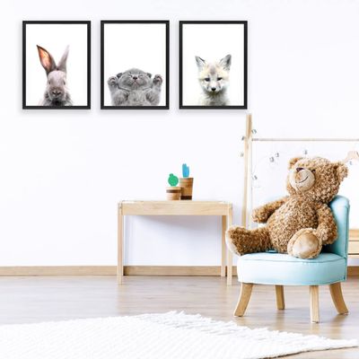 3x Baby Animals Posters Set - Kids Room Decor Cute Animal Wall Picture Poster Print - Boy Girl Decorations Art Pictures Prints (71'' x 50'')