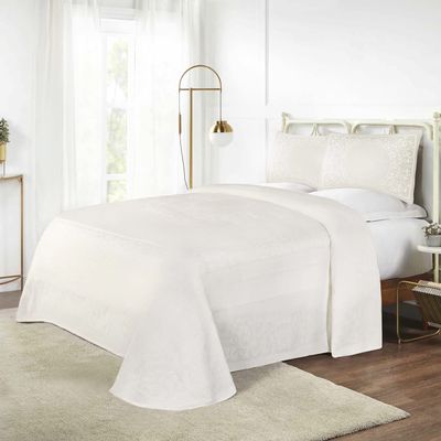 BLUENILEMILLS BNM Cotton Blend Vintage Medallion Bedspread Set - Luxurious Quilt, All-Season Comfort, Machine Washable, Twin, Off White