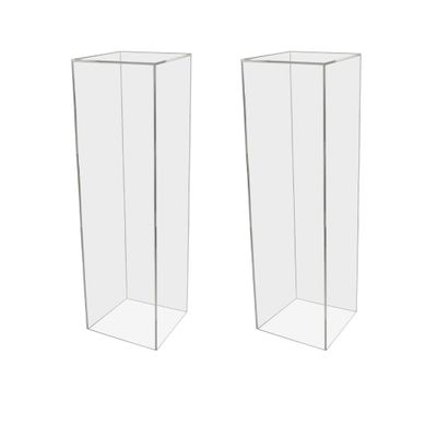 2 Pack Acrylic Riser Display Box Clear Platform Display 12" x 12" x 42" Glossy Pedestal Collectible Cube No Lids Pillar Post Trophy Trinket Showcase Expo Event Wedding Reception by Marketing Holders
