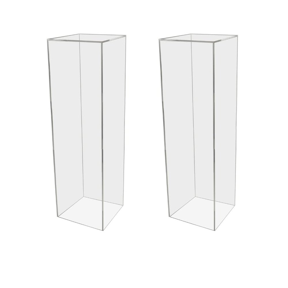 2 Pack Acrylic Riser Display Box Clear Platform Display 12" x 12" x 42" Glossy Pedestal Collectible Cube No Lids Pillar Post Trophy Trinket Showcase Expo Event Wedding Reception by Marketing Holders