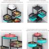 Kitchen Storage Rack Vegetable Rack Square Trolley, 360-degree Rotating Floor Stand and rotatable Hollow Basket, Used in Narrow Spaces, bathrooms and Kitchens, Fruit and Vegetable Storage Racks view 3