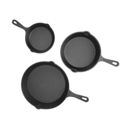 3 Piece Mini Cast Iron Skillet, Round Mini Non Stick Fry Pan Single Egg Frying Pan with Heat Resistant Handle for Cooking Baking Cookie Brownie