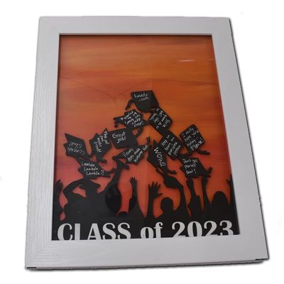 HAVOLY 'Throwing Caps' Graduation Drop Top Guest Book Alternative A Great Idea For Collecting Signatures at a Grad Party (14" x 16")