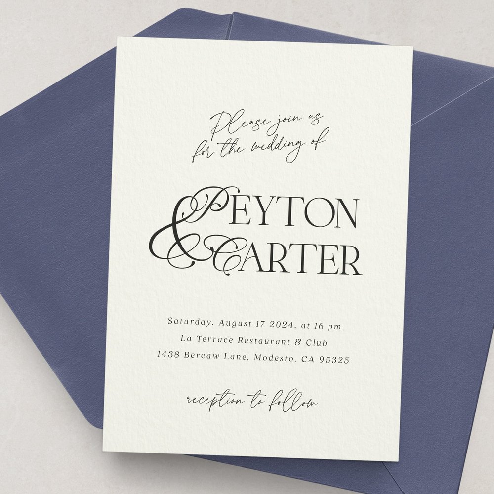 XOXOKristen Custom Wedding Invites with Calligraphy, Personalized Wedding Invitations with Envelopes, Customizable Wedding invitations, Wedding Invitations, Wedding Invitation Kit (A6-4" x 6")