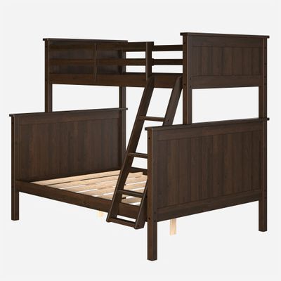 Linon Coco Walnut Twin Over Full Modern Bunk Bed Can Also Be 2 Standard Beds