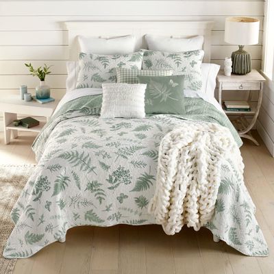 Donna Sharp Botanical Cotton Quilted Bedding Set - 2 -Piece Twin Size Quilt Set - Includes 1 Quilt and 1 Pillow Sham - Machine Washable dcor Themes