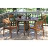 5 Pc. Eucalyptus Folding Dining Table and Stacking Chairs Brown Classic Mission Craftsman Stained Handmade view 1