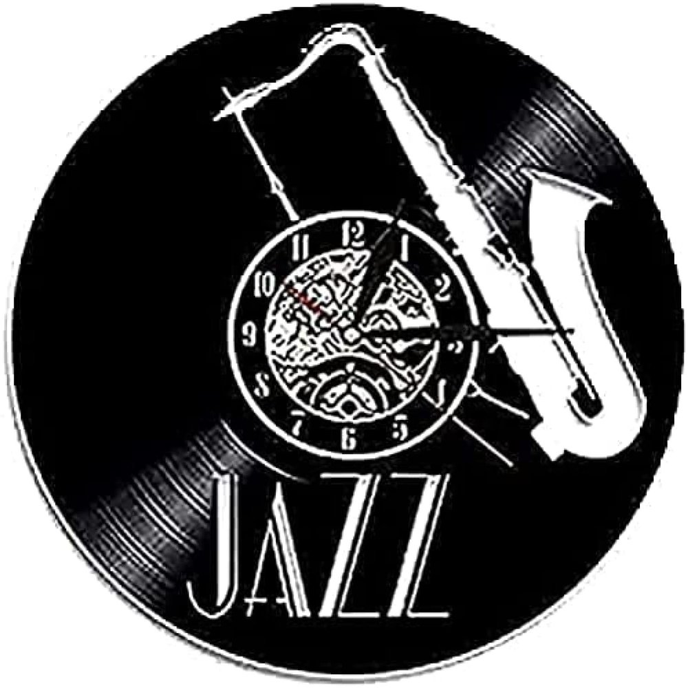 Modern Roman Numerals Wall Clocks Black 30cm Saxphone Wall Clock Jazz Musical Instrument Vinyl Record Clock Handmade Wall Art for Bar Kitchen Bedroom Gift