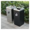 DYPASA Garbage Recycling Bin Outdoor Trash CanCan with Ash Urn, Black, Decorative Fluted PanelsStainless Steel AshtraySquare Trashfor Commercial Use Kitchen Trash Can view 4