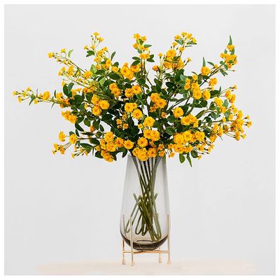 Artificial Flowers Artificial Rose Flower Set Luxury Flower Decoration Indoor high-end Artificial Flower Decoration Living Room Wedding Festival Exhibition Hall Fake Flowers (Color : Yellow, Size :