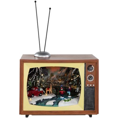 Northlight LED Lighted Animated Musical TV with Ice Skating Scene Christmas Display - 9.25"
