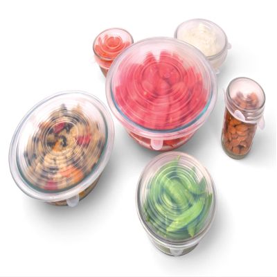 6 Pcs Silicone Food Covers Reusable Reusable Bowl Covers. Bowl Covers and Food Stretch Lids. Stretchable Reusable Universal Silicone Lids. Eco Friendly Economize Reduce Waste With Silicone Can Cover