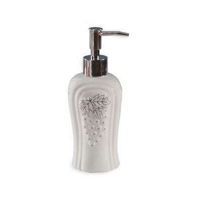 CECE&KELE Fashion Ceramic Soap Dispenser - Grape Embossed Lotion Pump Bottles Liquid Dispenser Kitchen Bathroom Shower, 11.8Oz/350Ml Shampoo Conditioner Shower Liquid Dispenser,Universal Size