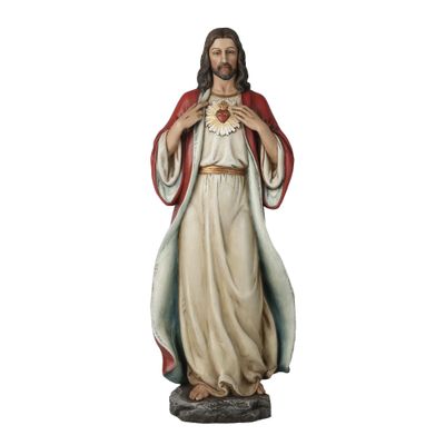 BC Catholic Sacred Heart of Jesus Statue, 16.7" H Jesus Christ Statue, Catholic Gifts for Christimas, Inspirational Indoor Home Decor Renaissance Sculpture Handmade by Buildclassic