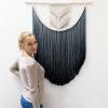 QQXX Macrame Boho Wall Hanging Decor,Handmade Woven Cotton Chic Tapestry with Long Tassel,Large Craft Wall Decor for Dorm Home Bedroom Apartment Room Decoration(35x65cm(13.8x25.6in), Gray) view 2
