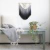 QQXX Macrame Boho Wall Hanging Decor,Handmade Woven Cotton Chic Tapestry with Long Tassel,Large Craft Wall Decor for Dorm Home Bedroom Apartment Room Decoration(35x65cm(13.8x25.6in), Gray) view 3