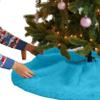 FabricLA Turquoise Faux Fur Tree Skirt Cut - 60 Inches with Rounded Edges (No Backing) for Holiday Dcor view 1