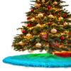 FabricLA Turquoise Faux Fur Tree Skirt Cut - 60 Inches with Rounded Edges (No Backing) for Holiday Dcor view 4