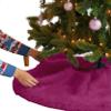 FabricLA Fuchsia Faux Fur Tree Skirt Cut - 30-Inches with Rounded Edges (No Backing) for Christmas view 1