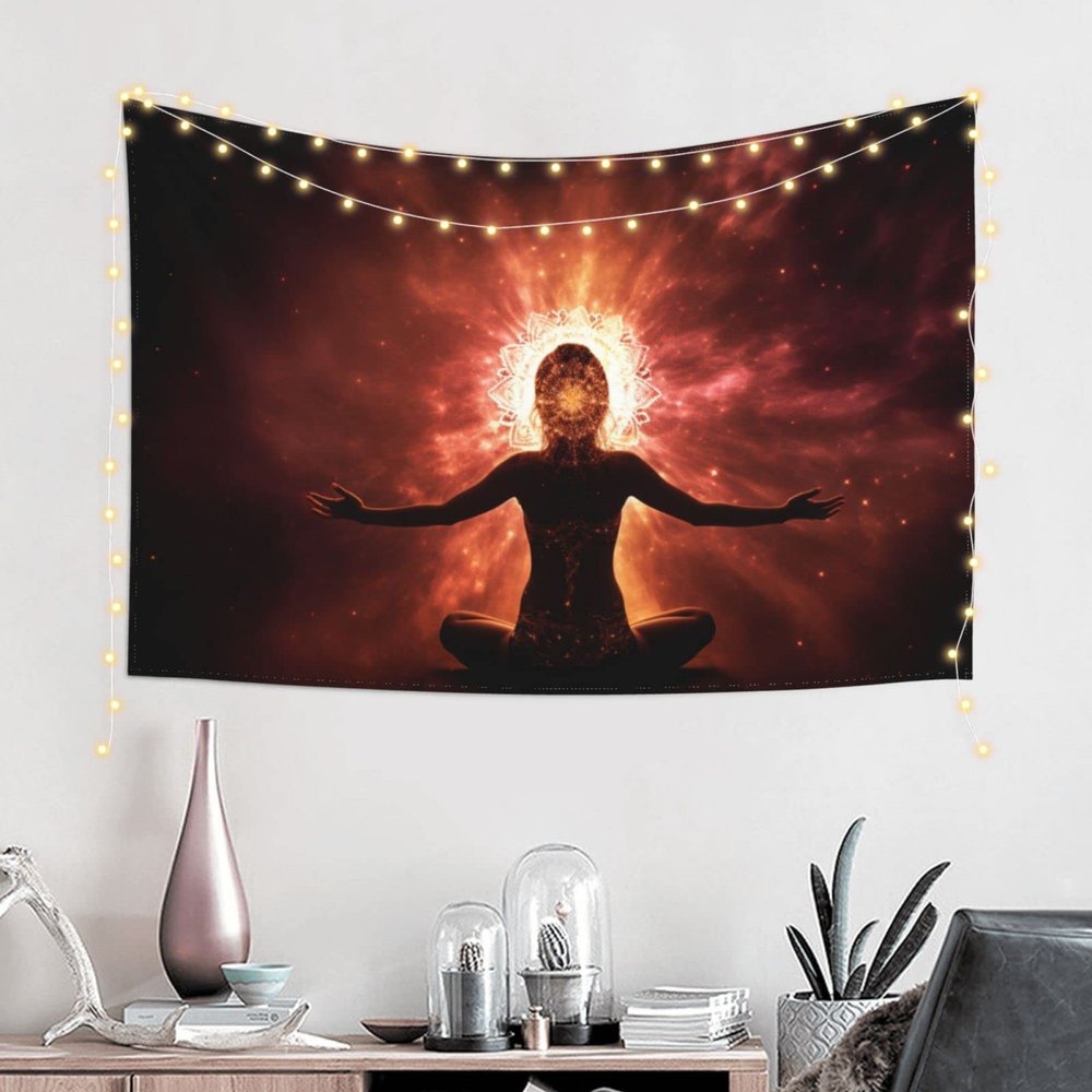 Baxozud The Power of Meditation Tapestry Home decoration Tapestry Psychedelic Tapestry Wall hanging Bedding Tapestry