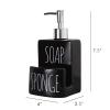 Ceramic Soap Dispenser with Sponge Holder - 2-in-1 Countertop Soap Pump Dispenser for Sink, Useful Kitchen Gadget - Black view 2