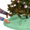 FabricLA Mint Faux Fur Tree Skirt Cut - 48-Inches with Rounded Edges (No Backing) for Christmas view 1