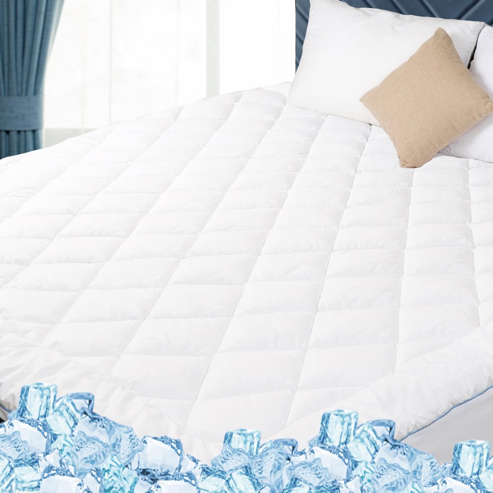 Twin Mattress Pad Cooling & Breathable - Deep Pocket (18-22 Inches), Breathable & Smooth Twin Mattress Topper for Hot Sleepers, Fitted Bed Mattress Cover for Ultimate Comfort,White