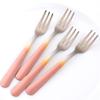 TUPMFG Oyster Fork Set of 12, 5.4 Inch Stainless Steel Cocktail Forks, 3 Tines Mini Fruit Fork, Silverware Flatware Utensils Service for Restaurant/Catering, Dishwasher Safe- Gradient Rose Gold view 3