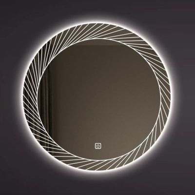 Round LED Bathroom Mirror, Wall Mounted Makeup Mirror with LED Lights Dimmable, 50cm/60cm/70cm/80cm, IP44, Large Circle Decorative Mirror with Touch Control, 2 Styles (Color : A, Size : 60CM)