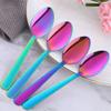 TUPMFG 12 Pieces Tea Spoons Set, 5.9 Inches Stainless Steel Teaspoons, Dessert Spoons, Durable Small Spoons, Ice Cream Spoon Tableware Set for Restaurant/Catering- Rainbow view 3
