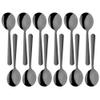 TUPMFG Bouillon Spoons Set of 12, 5.9 Inch Stainless Steel Soup Spoon, Metal Round Spoon with Clean Lines Handle Service for Sugar Dessert Cake Ice Cream, Dishwasher Safe- Black view 1