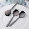 TUPMFG Bouillon Spoons Set of 12, 5.9 Inch Stainless Steel Soup Spoon, Metal Round Spoon with Clean Lines Handle Service for Sugar Dessert Cake Ice Cream, Dishwasher Safe- Black view 3